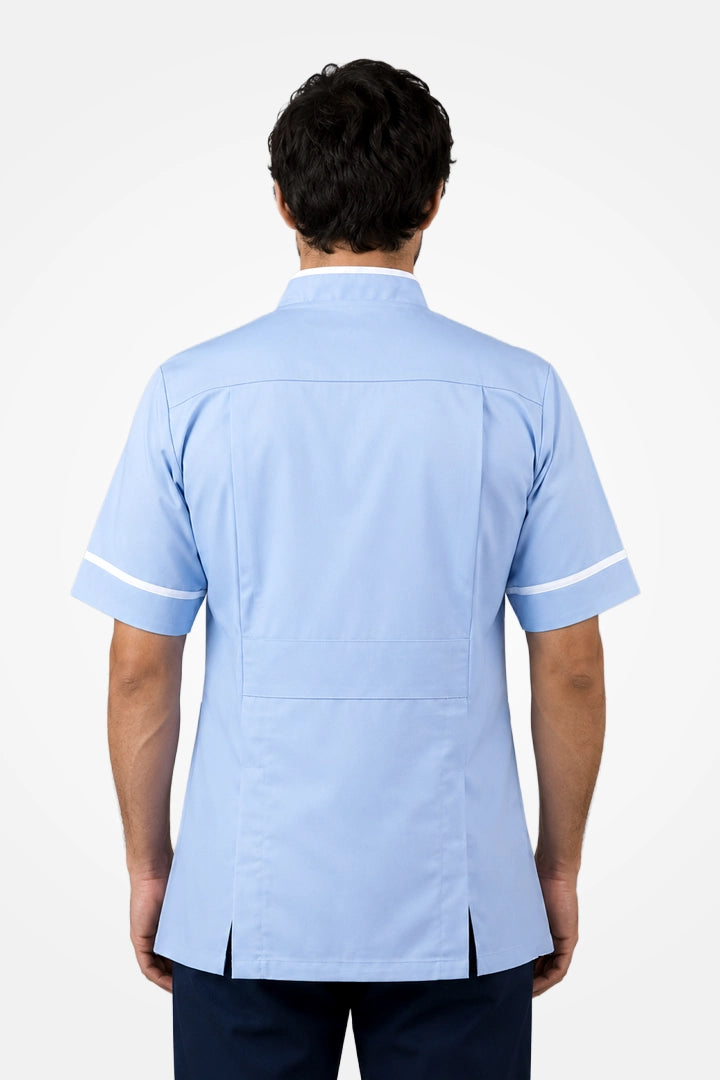 Woolwich Mandarin Tunic - Sky Blue & White