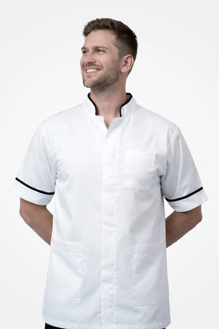 Woolwich Mandarin Tunic - White & Navy Blue