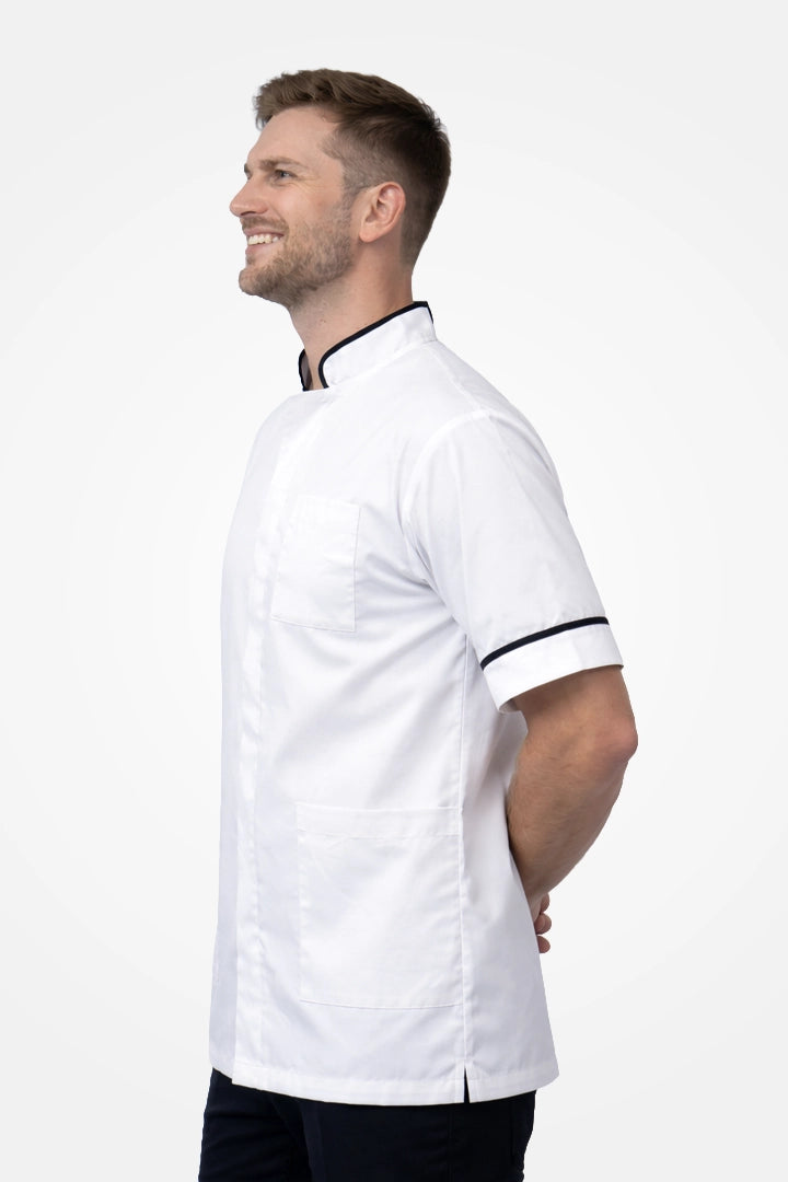 Woolwich Mandarin Tunic - White & Navy Blue
