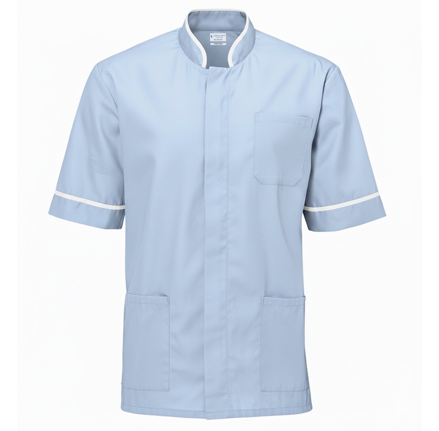 Woolwich Mandarin Tunic - Sky Blue & White